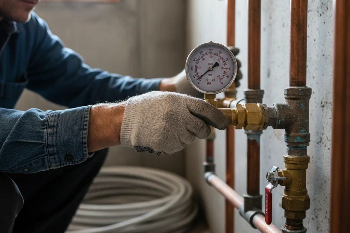 Pressure testing a repaired line during Water Line Repair in Camano Island